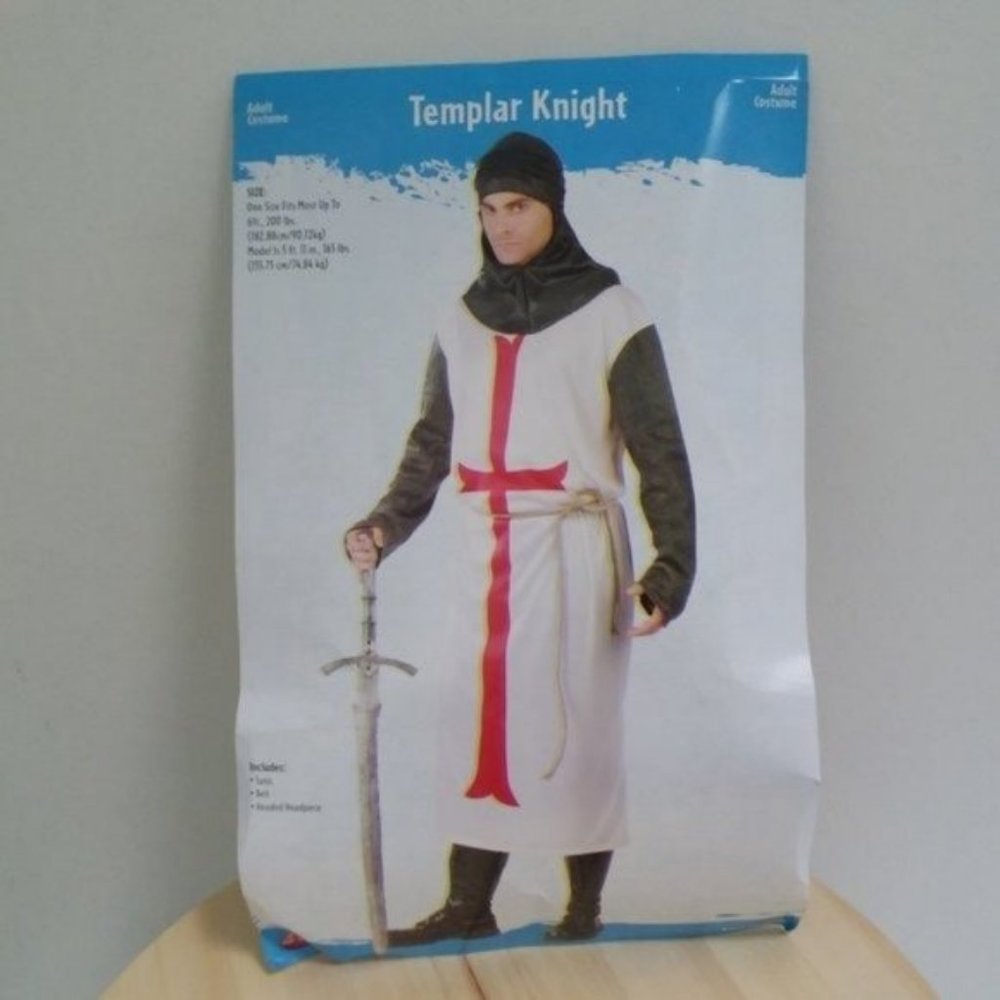 MENS ADULT Templar Knight Halloween Costume Medieval Armor Warrior One Sz New